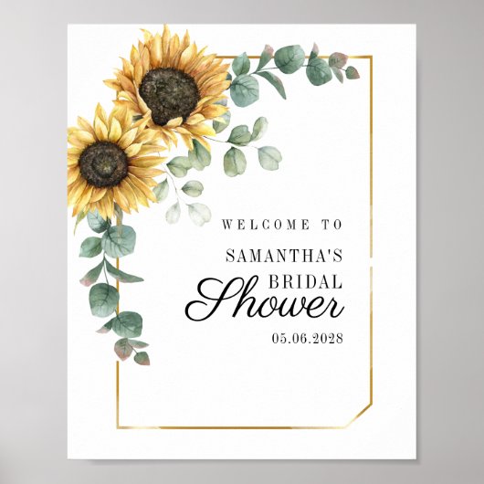 Aquarell-Sonnenblumen-Script-Bridal-Shower-Willkom Poster (Vorne)