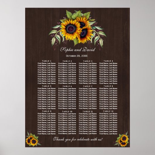 Aquarell Sonnenblumen Stall Hochzeitskarte Poster (Vorne)