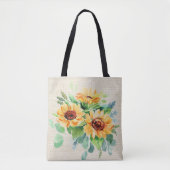 Aquarell-Sonnenblumen Tasche (Vorderseite)