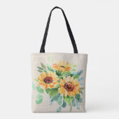 Aquarell-Sonnenblumen Tasche (Rückseite)