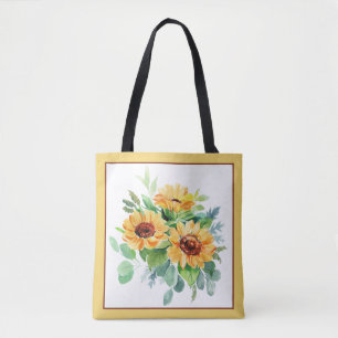 Aquarell-Sonnenblumen Tasche