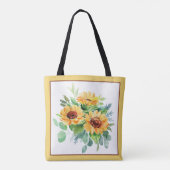 Aquarell-Sonnenblumen Tasche (Rückseite)