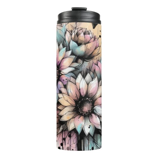 Aquarell-Sonnenblumen Thermosbecher (Vorderseite)