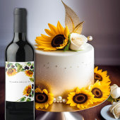 Aquarell Sonnenblumen und Himbeeren Weinetikett