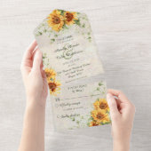 Aquarell Sonnenblumen und Reben All In One Einladung (Abreißen)