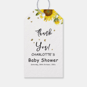 Aquarell-Sonnenblumen und Schmetterlinge Baby Show Geschenkanhänger