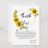 Aquarell Sonnenblumen und Schmetterlinge Kinderdus Dankeskarte (Vorderseite)