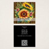 Aquarell Sonnenblumen Visitenkarte - Holzfront (Vorne & Hinten)