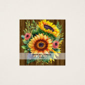Aquarell Sonnenblumen Visitenkarte - Holzfront (Vorderseite)