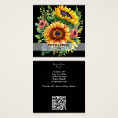 Aquarell Sonnenblumen Visitenkarte - schwarz (Vorne & Hinten)