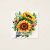 Aquarell Sonnenblumen Visitenkarte - weiß (Vorderseite)
