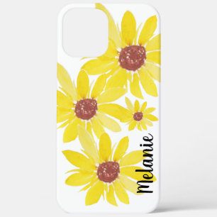 Aquarell-Sonnenblumenknospen-Blumen- Monogramm  Case-Mate iPhone Hülle