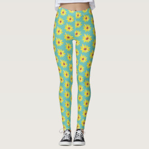 Aquarell-Sonnenblumenknospen Lebendig Handgemalt Leggings