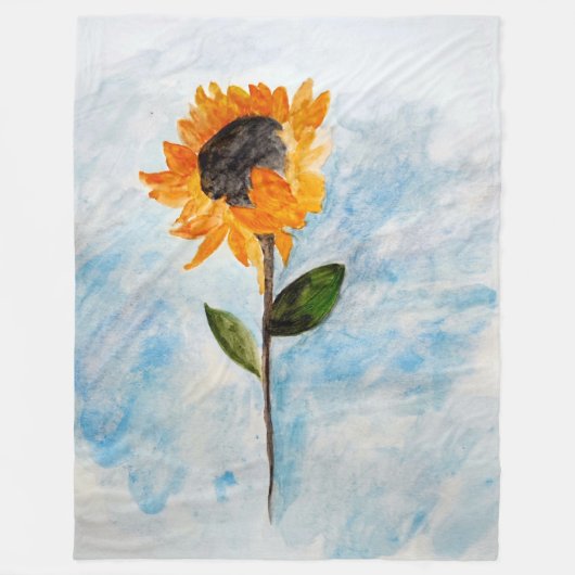Aquarell Sonnenblumenmalerei Fleecedecke (Vorderseite)