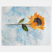 Aquarell Sonnenblumenmalerei Fleecedecke (Vorderseite (Horizontal))