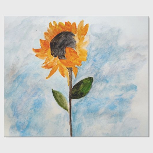 Aquarell Sonnenblumenmalerei Geschenkpapier (Flach)
