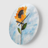 Aquarell Sonnenblumenmalerei Große Wanduhr (Winkel)