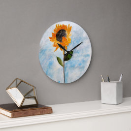 Aquarell Sonnenblumenmalerei Große Wanduhr