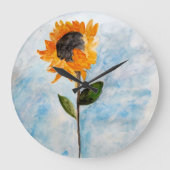 Aquarell Sonnenblumenmalerei Große Wanduhr (Vorderseite)