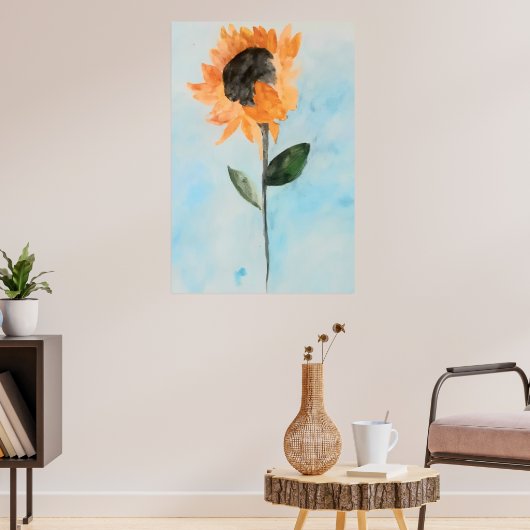 Aquarell Sonnenblumenmalerei Poster (Wohnzimmer 3)