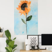 Aquarell Sonnenblumenmalerei Poster (Heimbüro)