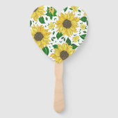 Aquarell-Sonnenblumenmuster Fächer (Rückseite)