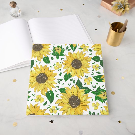 Aquarell-Sonnenblumenmuster Gästebuch (Vorderseite offen)