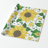 Aquarell-Sonnenblumenmuster  Geschenkpapier (Ungerollt)