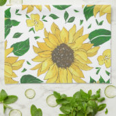 Aquarell-Sonnenblumenmuster  Geschirrtuch (Gefaltet)