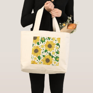 Aquarell-Sonnenblumenmuster Jumbo Stoffbeutel
