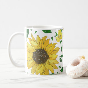 Aquarell-Sonnenblumenmuster  Kaffeetasse