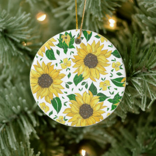Aquarell-Sonnenblumenmuster  Keramik Ornament