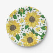 Aquarell-Sonnenblumenmuster Pappteller (Vorderseite)