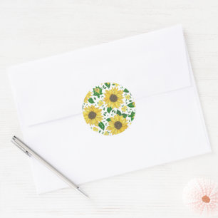 Aquarell-Sonnenblumenmuster Runder Aufkleber
