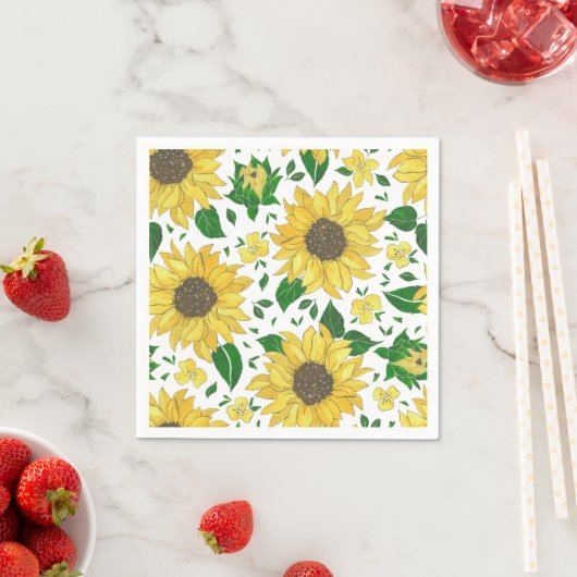 Aquarell-Sonnenblumenmuster Serviette (Beispiel)