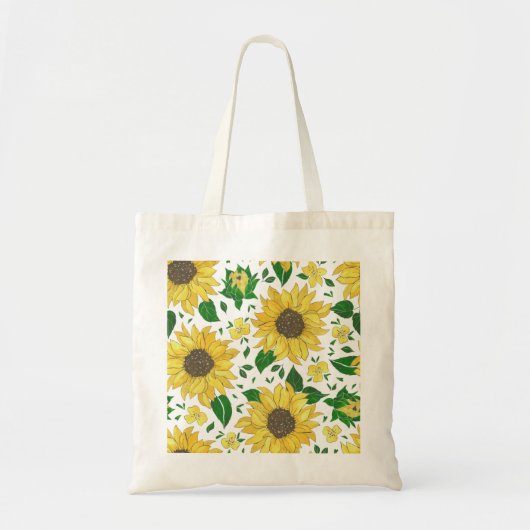 Aquarell-Sonnenblumenmuster Tragetasche (Vorne)