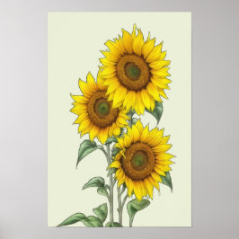 Aquarell-Sonnenblumenposter Poster