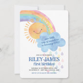 Aquarell Sonnenschein und Regenbogen Geburtstag Einladung (Vorderseite)