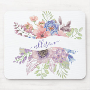 Aquarell-Sonnenuntergang-Blumen personalisiert Mousepad