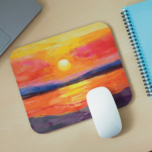 Aquarell-Sonnenuntergang-Mauspad Mousepad