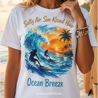 Aquarell-Sonnenuntergang-Surfer – Ozeanbrise-Grafi T-Shirt