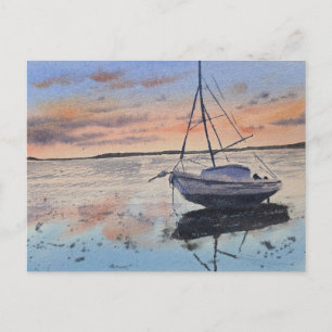 Aquarell-Sonnenuntergangs-Gemälde Postkarte
