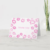 Aquarell Spaß Rosa Star von David Bar Bat Mitzvah Dankeskarte (Vorderseite)