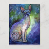 Aquarell Sphynx Sphinx Kat # 2 Gemälde Postkarte (Vorderseite)
