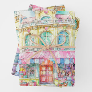 Aquarell Spielwarenladen in Paris Geschenkpapier Set