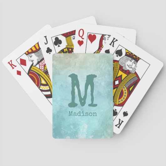 Aquarell Splash benutzerdefinierte Monogramm Spiel Spielkarten (Rückseite)