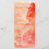 Aquarell-Splash, Korallenriff-Hochzeitsprogramm Programm (Rückseite)