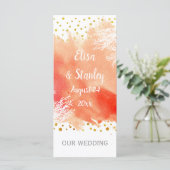 Aquarell-Splash, Korallenriff-Hochzeitsprogramm Programm (Stehend Vorderseite)