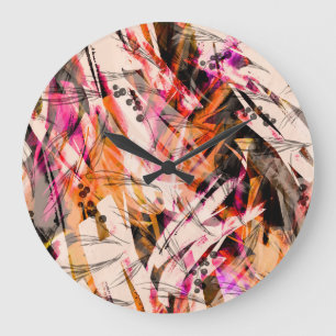 Aquarell-Splash, vintage abstraktes Hintergrundbil Große Wanduhr