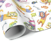 Aquarell-Sporttauchen-Katzen-Muster Geschenkpapier (Rolleneckpunkt)